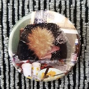 2.25 inch tired crust punk button badge pin